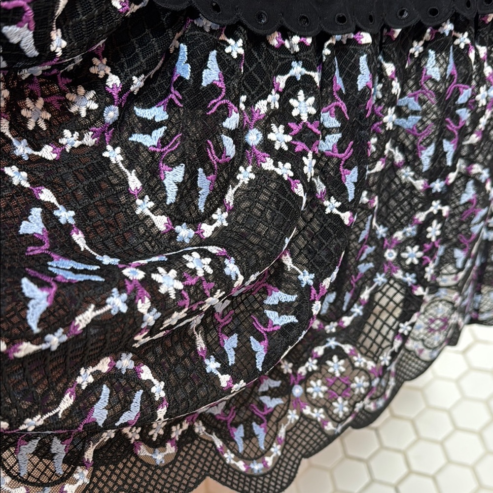 Sandro Paris Black and Multi colored Ruffled Tiered Maxi Dress - Picture 6 of 15